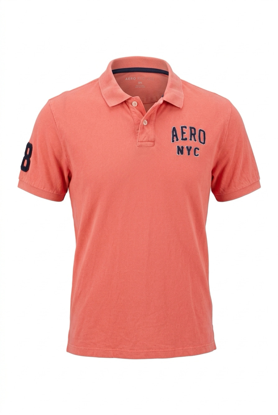 Aeropostale Polo Shirt Size XL Coral Orange Short Sleeve Aero NYC Logo